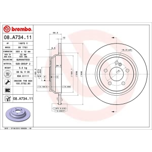 brembo UV Coated Series Solid Rear Brake Rotor for 2007 Mercedes-Benz SL550 - 08.A734.11