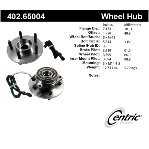 Centric Premium™ Wheel Bearing And Hub Assembly for 2000 Lincoln Navigator - 402.65004