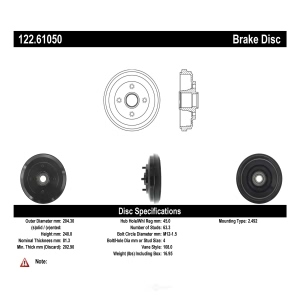 Centric Premium Rear Brake Drum for Ford - 122.61050