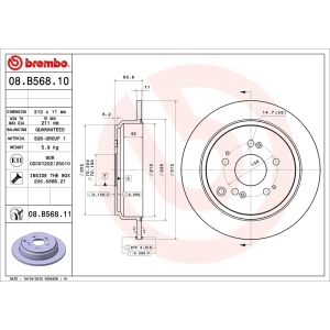 brembo UV Coated Series Rear Brake Rotor for 2007 Honda Odyssey - 08.B568.11