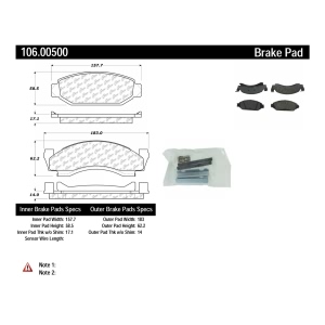 Centric Posi Quiet™ Extended Wear Semi-Metallic Front Disc Brake Pads for 1984 Ford F-250 - 106.00500