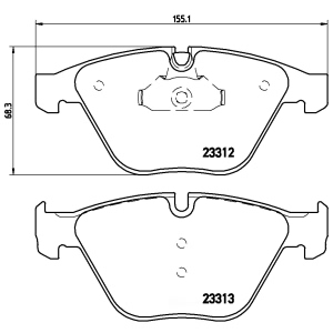 brembo Premium Low-Met OE Equivalent Front Brake Pads for 2006 BMW 525xi - P06054