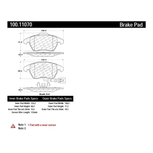 Centric Formula 100 Series™ OEM Brake Pads for 2015 Audi TT Quattro - 100.11070