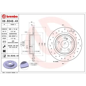 brembo Premium Xtra Cross Drilled UV Coated 1-Piece Rear Brake Rotors for Mercedes-Benz CLA250 - 08.B348.4X