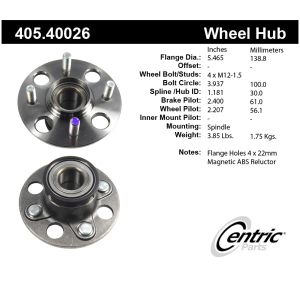 Centric Premium™ Rear Passenger Side Non-Driven Wheel Bearing and Hub Assembly for 2013 Honda Fit - 405.40026