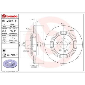 brembo UV Coated Series Solid Rear Brake Rotor for Mercedes-Benz ML500 - 08.7607.11