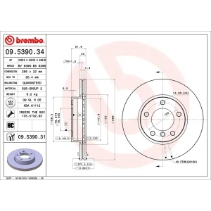 brembo UV Coated Series Vented Front Brake Rotor for 1998 BMW 318ti - 09.5390.31