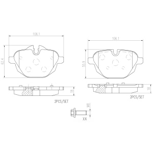 brembo Premium Ceramic Rear Disc Brake Pads for 2013 BMW X3 - P06064N