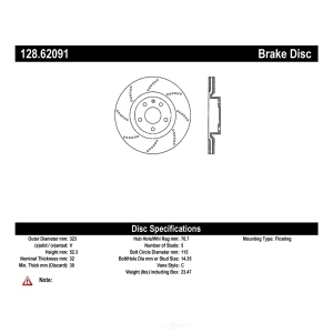 Centric Premium™ OE Style Drilled Brake Rotor for 2007 Pontiac Grand Prix - 128.62091