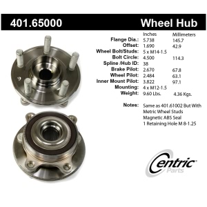 Centric Premium™ Front Driver Side Driven Wheel Bearing and Hub Assembly for 2013 Lincoln MKT - 401.65000