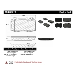 Centric Original Equipment Formula Brake Pads With Hardware for 1993 Mercedes-Benz 600SL - 100.08470