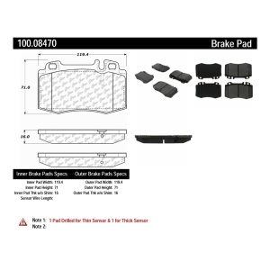 Centric Original Equipment Formula Brake Pads With Hardware for 2003 Mercedes-Benz CL600 - 100.08470