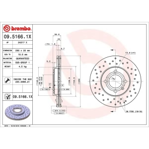 brembo Premium Xtra Cross Drilled UV Coated 1-Piece Front Brake Rotors for 1997 Volkswagen Cabrio - 09.5166.1X