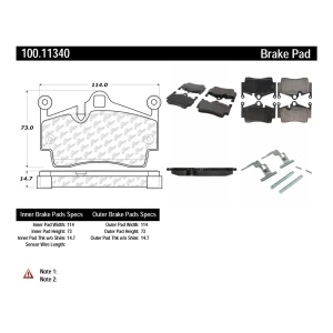 Centric Formula 100 Series™ OEM Brake Pads for 2019 Porsche 718 Cayman - 100.11340