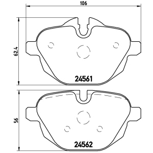 brembo Premium Low-Met OE Equivalent Rear Brake Pads for BMW 530e - P06064