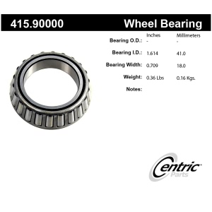 Centric Premium™ Front Driver Side Inner Wheel Bearing for Mercedes-Benz 560SL - 415.90000