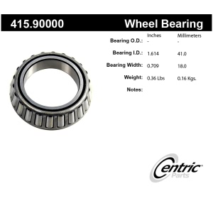 Centric Premium™ Front Driver Side Inner Wheel Bearing for 1999 Nissan Frontier - 415.90000