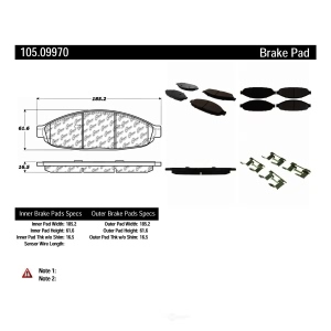 Centric Posi Quiet™ Ceramic Front Disc Brake Pads for 2005 Chrysler Pacifica - 105.09970