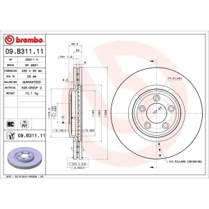 brembo UV Coated Series Front Brake Rotor for 2005 Jaguar Vanden Plas - 09.B311.11