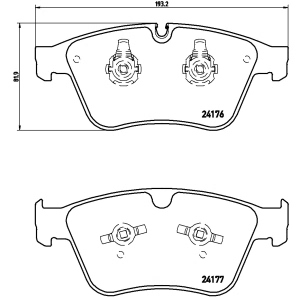 brembo Premium Low-Met OE Equivalent Front Brake Pads for Mercedes-Benz - P50105