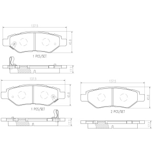 brembo Premium Ceramic Rear Disc Brake Pads for 2015 Chevrolet Camaro - P09014N