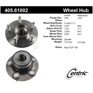 Centric Premium™ Wheel Bearing And Hub Assembly for 1998 Ford Taurus - 405.61002