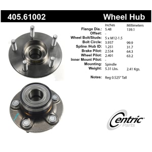 Centric Premium™ Wheel Bearing And Hub Assembly for 1995 Ford Taurus - 405.61002