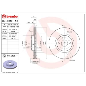brembo UV Coated Series Front Brake Rotor for 2004 Mazda Miata - 09.C136.11