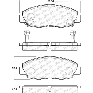 Centric Posi Quiet™ Extended Wear Semi-Metallic Front Disc Brake Pads for 1999 Honda Accord - 106.07641