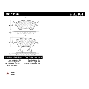 Centric Formula 100 Series™ OEM Brake Pads for 2010 Mercedes-Benz ML350 - 100.11230