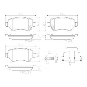 brembo Premium Ceramic Rear Disc Brake Pads for Saturn Astra - P59038N