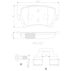 brembo Premium Ceramic Rear Disc Brake Pads for Audi A3 Quattro - P85073N