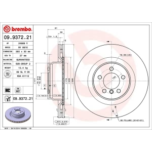 brembo UV Coated Series Vented Front Brake Rotor for 2009 Land Rover Range Rover - 09.9372.21