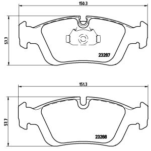 brembo Premium Low-Met OE Equivalent Front Brake Pads for 2000 BMW Z3 - P06024