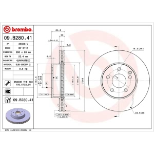 brembo UV Coated Series Vented Front Brake Rotor for 2012 Mercedes-Benz C300 - 09.B280.41