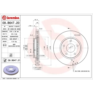 brembo UV Coated Series Vented Front Brake Rotor for 2012 Dodge Caliber - 09.B647.21