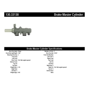 Centric Premium™ Brake Master Cylinder for 2018 Audi A3 - 130.33138