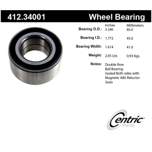 Centric Premium™ Rear Driver Side Double Row Wheel Bearing for 2007 BMW 335xi - 412.34001