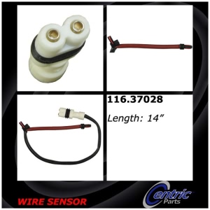 Centric Front Driver Side Brake Pad Sensor for Porsche - 116.37028