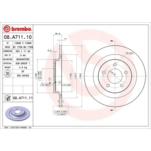 brembo UV Coated Series Rear Brake Rotor for Mazda 5 - 08.A711.11