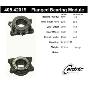 Centric Premium™ Front Driver Side Wheel Bearing Module for Infiniti G35 - 405.42019