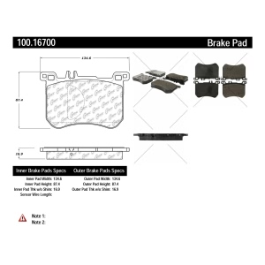 Centric Formula 100 Series™ OEM Brake Pads for Mercedes-Benz SL450 - 100.16700