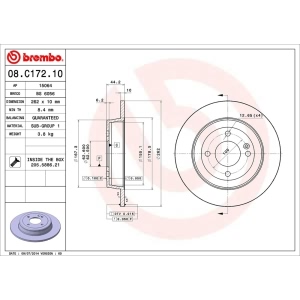 brembo OE Replacement Rear Brake Rotor for 2017 Hyundai Accent - 08.C172.10