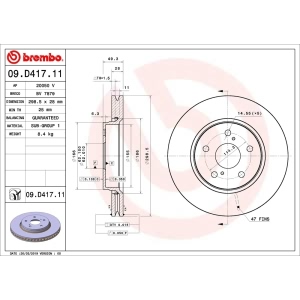 brembo UV Coated Series Vented Front Brake Rotor for 2018 Toyota C-HR - 09.D417.11