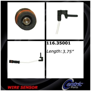 Centric Front Brake Pad Sensor for Mercedes-Benz 300E - 116.35001
