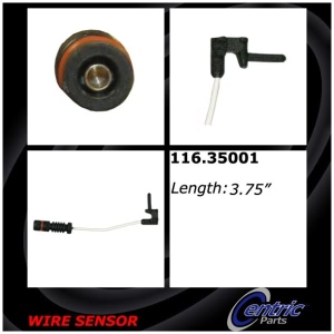 Centric Front Brake Pad Sensor for 1986 Mercedes-Benz 300E - 116.35001