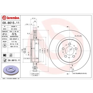 brembo UV Coated Series Vented Rear Brake Rotor for 2005 Volvo V70 - 09.8615.11