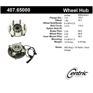 Centric Premium™ Wheel Bearing And Hub Assembly for 2004 Lincoln Navigator - 407.65000