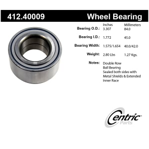 Centric Premium™ Front Driver Side Double Row Wheel Bearing for 2001 Honda S2000 - 412.40009