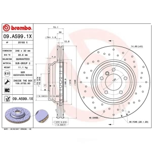 brembo Premium Xtra Cross Drilled UV Coated 1-Piece Front Brake Rotors for BMW 335xi - 09.A599.1X